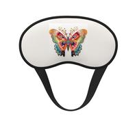 Máscara de ojos bordada colorida con estampado de mariposas para adultos, suave, lavable, para bloqueo de luz, siesta, cara, dormir, viajes, cubierta