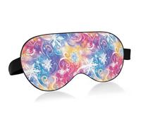 Máscara de ojos brillante con diseño de copos de nieve coloridos, esencial para dormir, con banda elástica ajustable, opaca, para dormir y volar