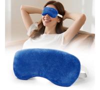 Máscara de ojos calentada para microondas para ojos secos, compresa húmeda para terapia de ojos secos con linaza, funciona con alivio de ojos secos, blefaritis y tratamiento de ojos orzuelo (azul)