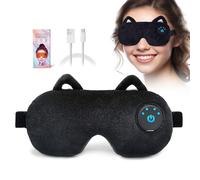 Máscara de ojos calentada recargable inalámbrica, formas lindas, con indicadores de batería, con aviso de sonido para aliviar el ojo seco (negro)
