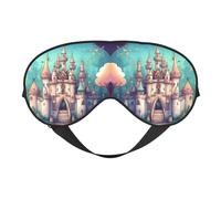 Máscara de ojos clásica con estampado de castillo, diseño ajustable, bloqueo de luz y transpirable, adecuado para descansar y viajar.
