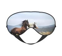 Máscara de ojos cómoda con estampado artístico de caballos durmientes, cobertura completa para los ojos, ajustable, suave y transpirable para viajes, meditación