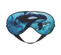 Máscara de ojos cómoda con estampado de ballenas asesinas, transpirable, ajustable, para hombres y mujeres, ligera, para viajes, yoga, trabajo