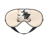 Máscara de ojos cómoda con estampado de bruja voladora de Halloween, correa ajustable, siesta, noche, viajes, camping, yoga y relajación