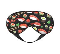 Máscara de ojos cómoda con estampado de camarones de sushi japonés, transpirable, ajustable, para hombres y mujeres, ligera, para viajes, yoga, trabajo
