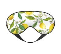 Máscara de ojos cómoda con estampado de limones tropicales frescos, transpirable, ajustable, para hombres y mujeres, ligera, para viajes, yoga, trabajo