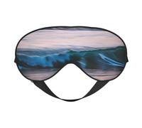 Máscara de ojos cómoda con estampado de olas del mar y atardecer y amanecer, transpirable, ajustable, para hombres y mujeres, ligera, para viajes, yoga, trabajo