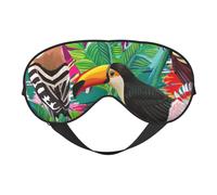 Máscara de ojos cómoda con estampado de pájaros tropicales y hojas de plantas, transpirable, ajustable, para hombres y mujeres, ligera, para viajes, yoga, trabajo
