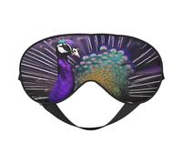 Máscara de ojos cómoda con estampado de pavo real morado, transpirable, ajustable, para hombres y mujeres, ligera, para viajes, yoga, trabajo