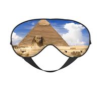 Máscara de ojos cómoda con estampado de pirámides de Egipto para dormir, cobertura completa para los ojos, ajustable, suave y transpirable para viajes, meditación