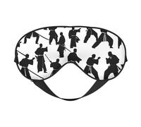 Máscara de ojos cómoda con estampado de siluetas de artes marciales, transpirable, ajustable, para hombres y mujeres, ligera, para viajes, yoga, trabajo