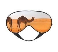 Máscara de ojos cómoda para dormir, con estampado de camello y arena del desierto, cubierta completa para los ojos, ajustable, suave y transpirable para viajes, meditación