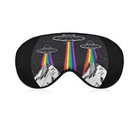 Máscara de ojos cómoda y ligera para niños, niñas, adolescentes, mujeres, máscara de seda para dormir, para el almuerzo, para dormir, con correa ajustable (Rainbow UFO Gay Pride Art)