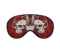 Máscara de ojos cómoda y ligera para niños y niñas, Baphomet Satanic Goat Skull Head Red Art Sleep Mask para siestas viaje meditación, lavable a máquina BlockLight