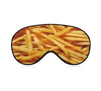 Máscara de ojos cómoda y súper suave para hombres, mujeres, niños, máscara de dormir de seda, máscara de ojos para dormir con correa elástica (patrón de papas fritas)