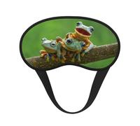 Máscara de ojos con borde negro con estampado de ranas, con buen efecto de sombreado, es una opción ideal para viajes, meditación, etc