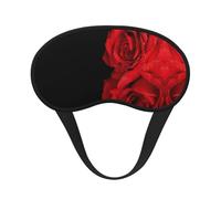 Máscara de ojos con borde negro con estampado de rosas rojas, con buen efecto de sombreado, es una opción ideal para viajes, meditación, etc