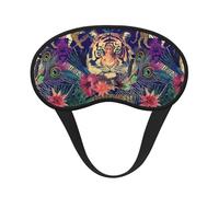 Máscara de ojos con borde negro con estampado floral de tigre, con buen efecto de sombreado, es una opción ideal para viajes, meditación, etc