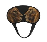 Máscara de ojos con borde negro de tela compuesta y corona de león real para hombres y mujeres con banda elástica