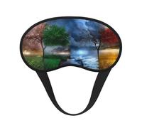 Máscara de ojos con borde negro estampado de árbol de cuatro estaciones, con buen efecto de sombreado, es una opción ideal para viajes, meditación, etc