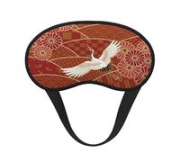 Máscara de ojos con borde negro estampado de crisantemos de dos grullas, con buen efecto de sombreado, es una opción ideal para viajes, meditación, etc