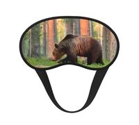 Máscara de ojos con borde negro estampado de oso marrón, con buen efecto de sombreado, es una opción ideal para viajes, meditación, etc