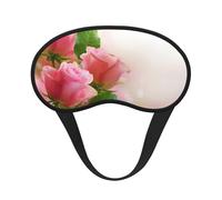 Máscara de ojos con borde negro estampado de rosas rosas, con buen efecto de sombreado, es una opción ideal para viajes, meditación, etc