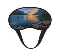 Máscara de ojos con borde negro estampado del Parque Nacional Glacier, con buen efecto de sombreado, es una opción ideal para viajes, meditación, etc