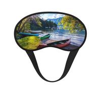 Máscara de ojos con borde negro estampado Lake with Boats Canoes Park, con buen efecto de sombreado, es una opción ideal para viajes, meditación, etc