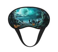 Máscara de ojos con borde negro impreso de cementerio de calabaza de terror, con buen efecto de sombreado, es una opción ideal para viajes, meditación, etc