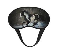 Máscara de ojos con diseño de caballos en la nieve con borde negro, con buen efecto de sombreado, es una opción ideal para viajes, meditación, etc