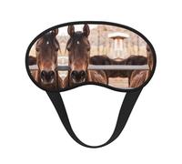 Máscara de ojos con diseño de caballos marrones con borde negro, con buen efecto de sombreado, es una opción ideal para viajes, meditación, etc