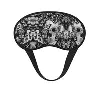 Máscara de ojos con diseño de calavera negra y rosa con borde negro, con buen efecto de sombreado, es una opción ideal para viajes, meditación, etc