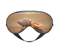 Máscara de ojos con diseño de conchas marinas en la playa, con función de impresión, correa ajustable, siesta, noche, viajes, camping, yoga y relajación