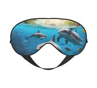 Máscara de ojos con diseño de delfines, tortugas marinas, tiburones, pulpo, coral, para viajes al aire libre, elegante, ajustable, para dormir, acampar, meditación, relajación