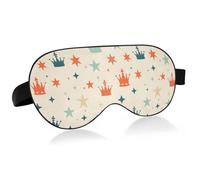 Máscara de ojos con diseño de estrellas de corona beige, esencial para viajes, con banda elástica ajustable, opaca, para camping, transporte público