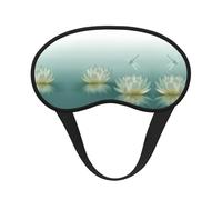 Máscara de ojos con diseño de libélula con nenúfar y borde negro, con buen efecto de sombreado, es una opción ideal para viajes, meditación, etc