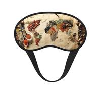 Máscara de ojos con diseño de mapa del mundo hecho de especias con borde negro, con buen efecto de sombreado, es una opción ideal para viajes, meditación, etc