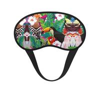 Máscara de ojos con diseño de pájaros tropicales y hojas de plantas, borde negro, con buen efecto de sombreado, es una opción ideal para viajes, meditación, etc