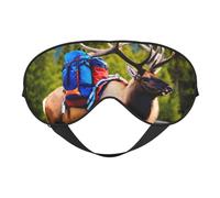 Máscara de ojos con estampado de alce y oso de ciervo, máscara de dormir similar a la seda, máscara de dormir nocturna para hombres y mujeres, para relajarse del sueño