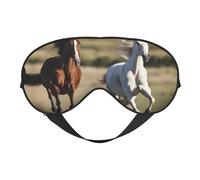 Máscara de ojos con estampado de caballos para correr, con correa ajustable, para siesta, noche, viajes, camping, yoga y relajación