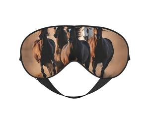 Máscara de ojos con estampado de caballos para correr, con correa ajustable, para siesta, noche, viajes, camping, yoga y relajación