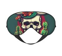 Máscara de ojos con estampado de calavera de toro y cactus, suave y opaca, para mujeres y hombres, para dormir toda la noche, viajes