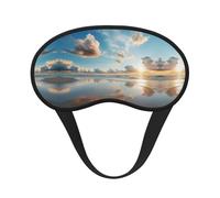 Máscara de ojos con estampado de cielo de playa para dormir, suave, cómoda, sombra de ojos, opaca, para viajes, camping