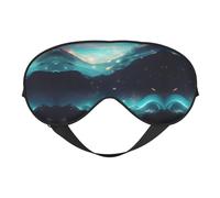 Máscara de ojos con estampado de estrellas de ciencia ficción para un sueño cómodo, sombra nocturna elástica, perfecta para avión, viajes y meditación
