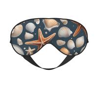 Máscara de ojos con estampado de estrellas de mar y conchas, cubierta opaca suave para ojos vendados para mujeres y hombres, noche completa de sueño, viajes