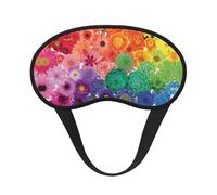 Máscara de ojos con estampado de flores de arco iris, borde negro, con buen efecto de sombreado, es una opción ideal para viajes, meditación, etc
