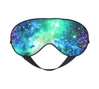 Máscara de ojos con estampado de galaxia verde, azul y morado, cómoda sombra de ojos para dormir por la noche, siestas en casa o viajes
