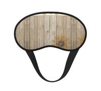 Máscara de ojos con estampado de girasoles sobre madera, borde negro, con buen efecto de sombreado, es una opción ideal para viajes, meditación, etc