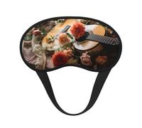Máscara de ojos con estampado de guitarra, diseño de flores, para dormir, suave, cómoda, sombra de ojos, opaca, para viajes, camping